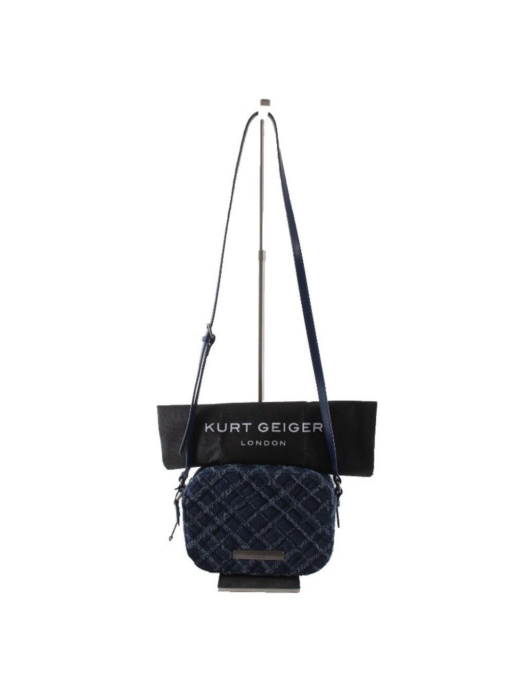 Kurt Geiger Purse NEW 9 x 6 x 2 Blue Denim Quilted Crossbody Fabric Purse